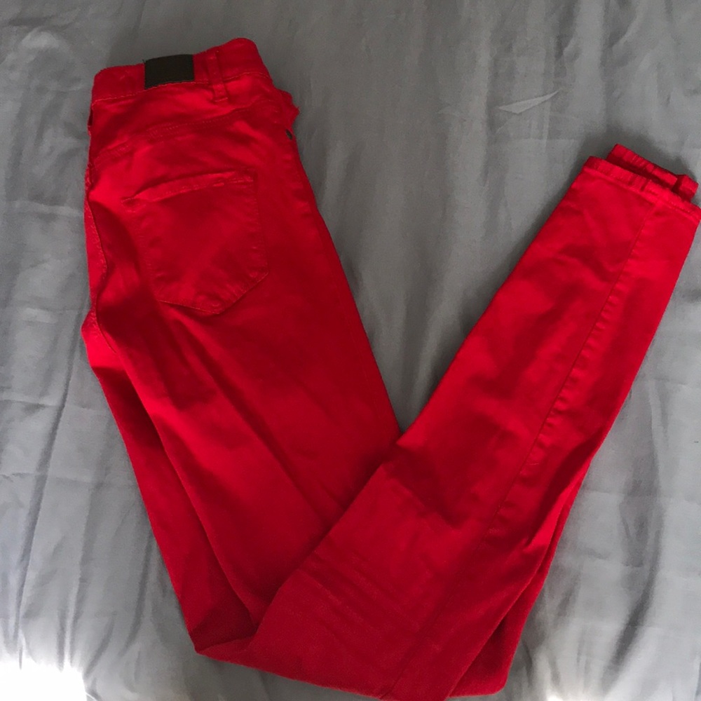 High waisted red pants